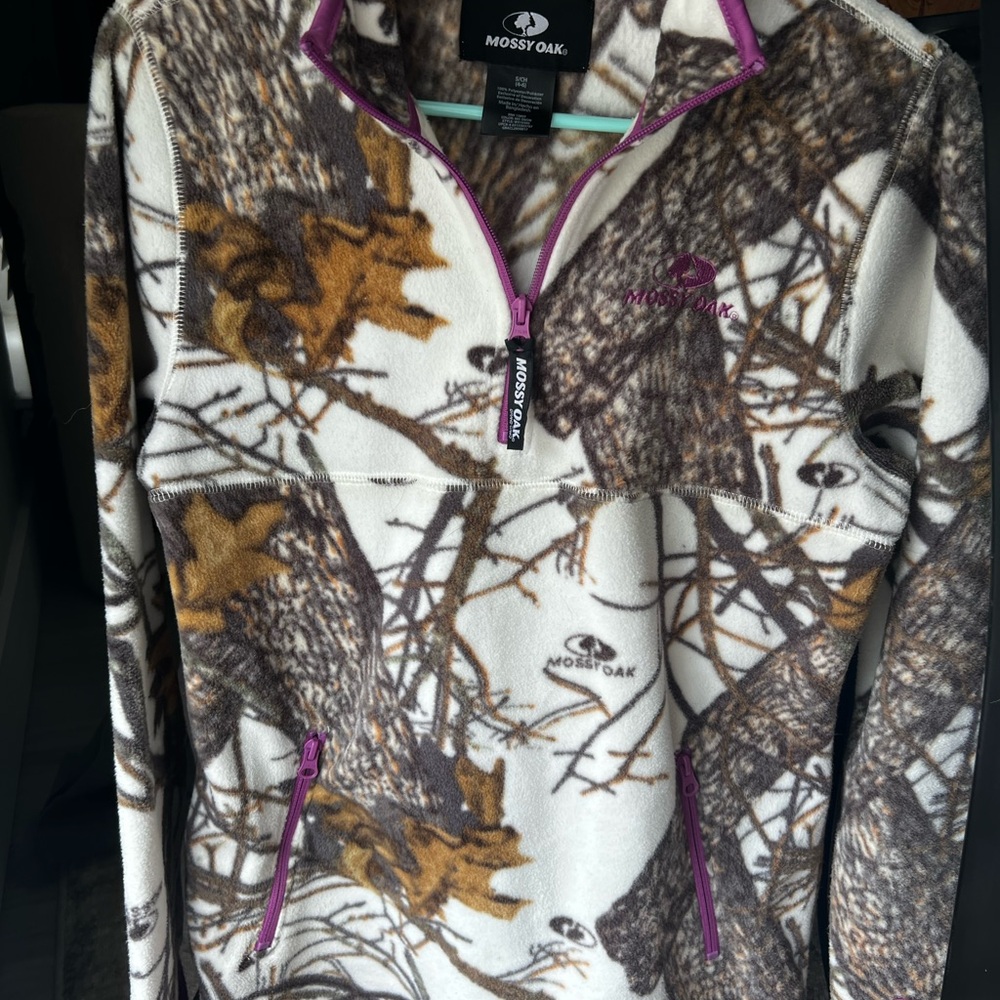 Mossy Oak Purple Trim Camouflage 3/4 zip up Fleece